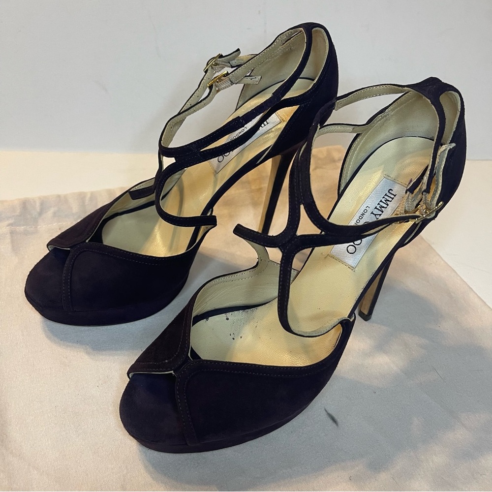 Jimmy Choo Purple Suede Fairview Heel‎ - Picture 2 of 16